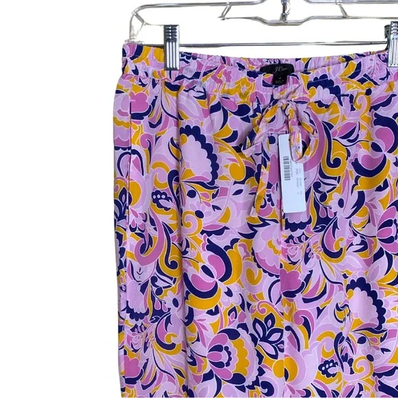 J Crew Silk Pink Paisley Print Easy Boho Pants (NWT)